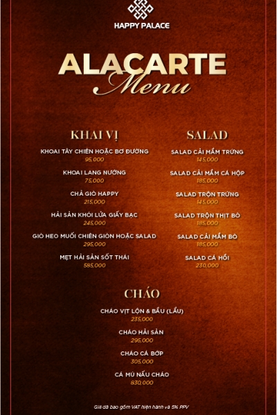 MENU TIỆC VIP