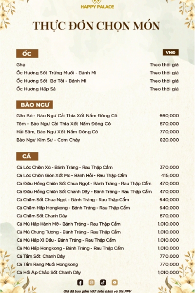MENU TỰ CHỌN TIỆC CƯỚI