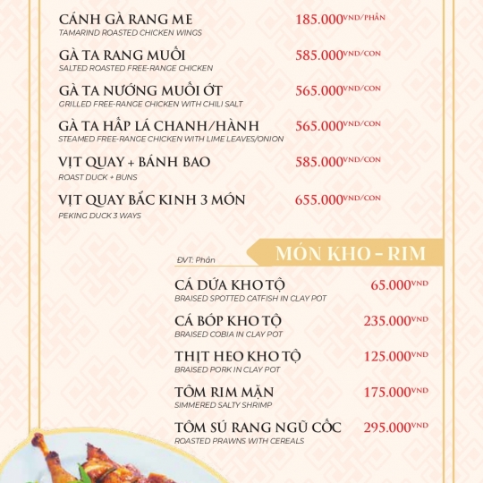 MENU TIỆC VIP