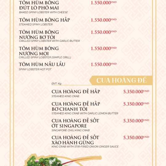 MENU TIỆC VIP