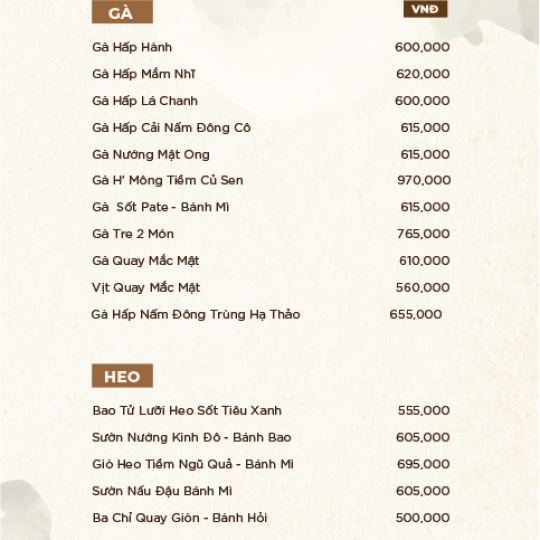 MENU TỰ CHỌN TIỆC CƯỚI