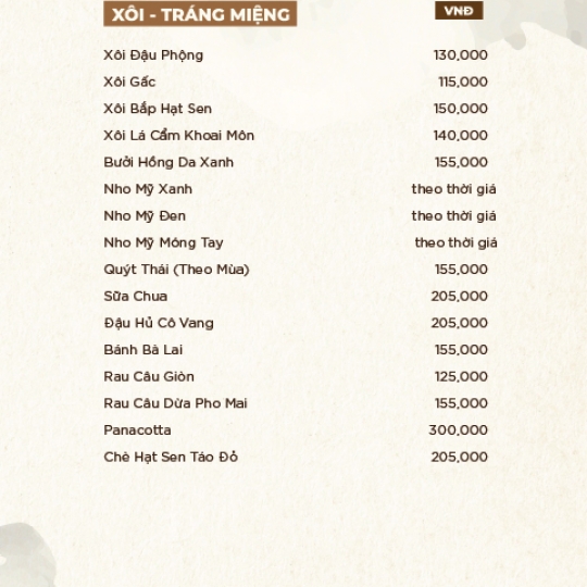 MENU TỰ CHỌN TIỆC CƯỚI